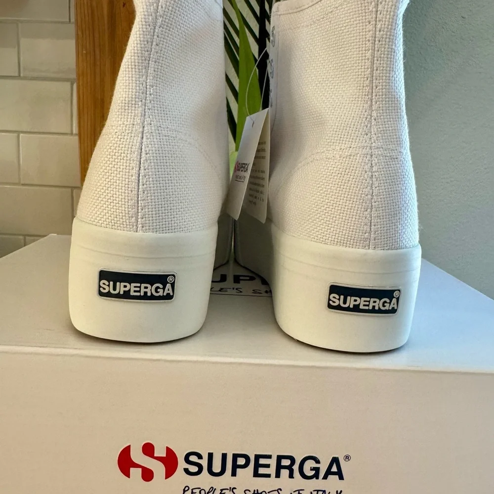 Superga Women's White Platform Sneakers - Picture 6 of 8
